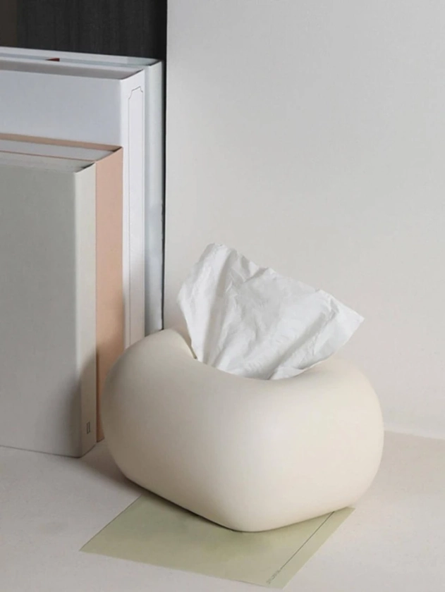 1pc Porcelain Tissue Storage Box, Minimalist Solid Tissue Storage Box For Home