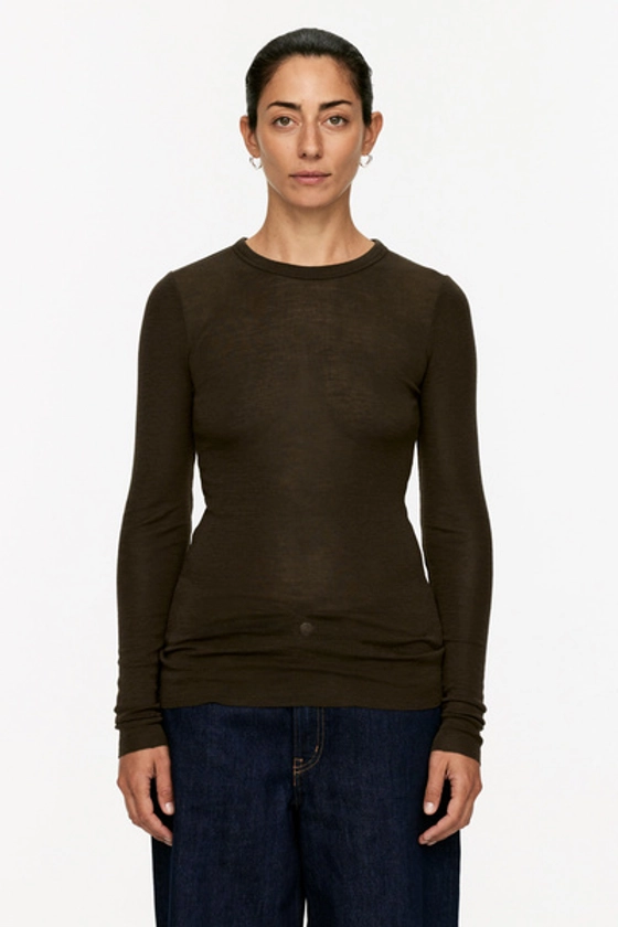 Long-Sleeved Merino Top – Dark Brown – Women – ARKET NL