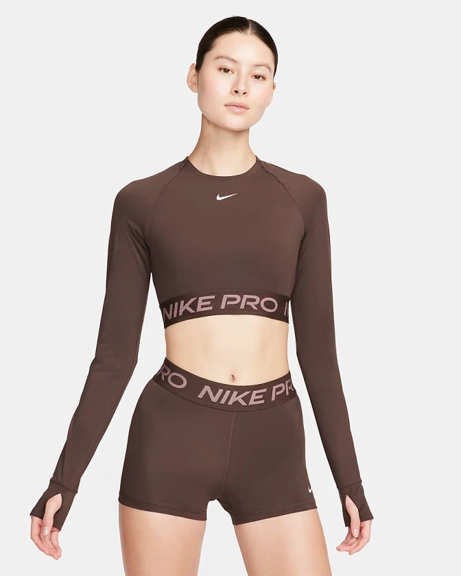 Haut court à manches longues Dri-FIT Nike Pro pour femme