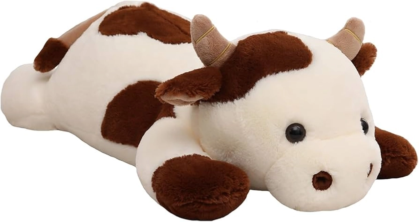 25.6 inch 5 lbs Cow Weighted Stuffed Animals, Large Weighted Plush Animal, Cute Plush Toy Pillow, Soft Kawaii Plushie Gifts for Adults, Kids, Boys and Girls(Off-White)