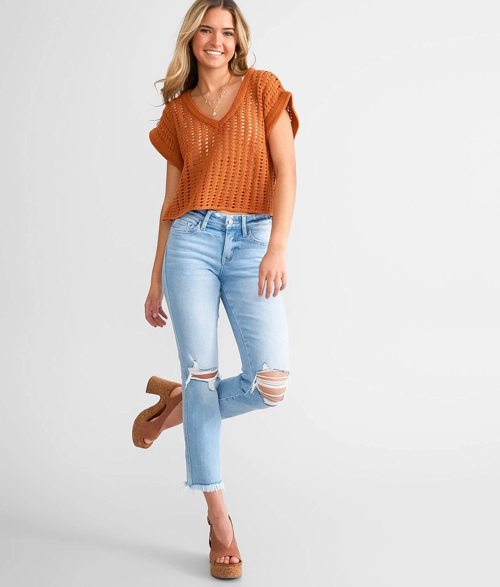 Mid-Rise Cropped Straight Stretch Jean