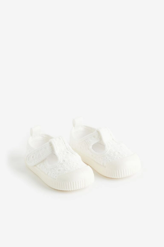 Cotton canvas sandals - White/Embroidered - Kids | H&M GB