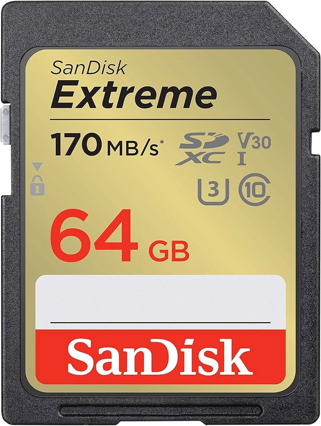 SanDisk 64GB Extreme SDXC kort, upp till 170 MB/s + RescuePro Deluxe, UHS-I, Kort 10, U3 V30 : Amazon.fr: Informatique