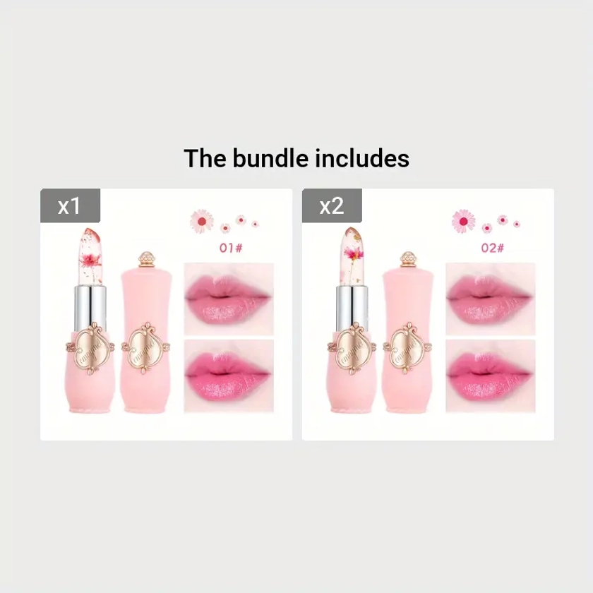 Moisturizing Jelly Color Changing Lipstick With Flower Temperature Long Lip Balm With Elegant Design Beauty Makeup | Temu