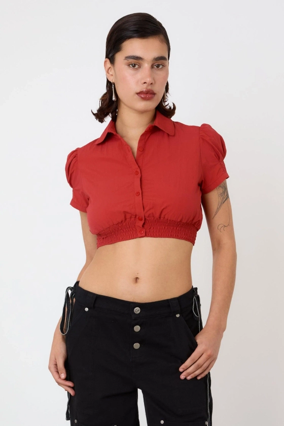 The Deba Cropped Shirt, Tomato
