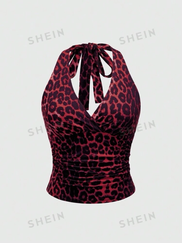 ROMWE Grunge Punk Y2K Leopard Print Camisole Top For Women, School