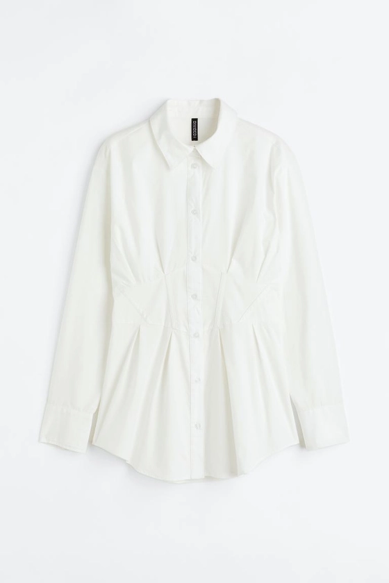 Tapered Waist Poplin Shirt - White - Ladies | H&M AU