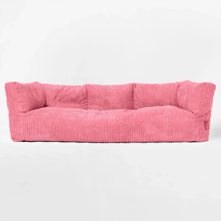 The 3 Seater Albert Sofa Bean Bag - Cord Coral Pink