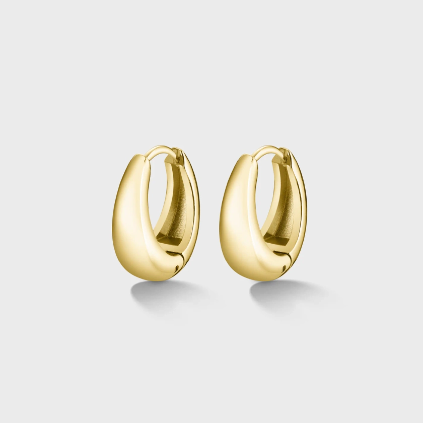 Essentielle Round Hoop Earrings, Gold Colour