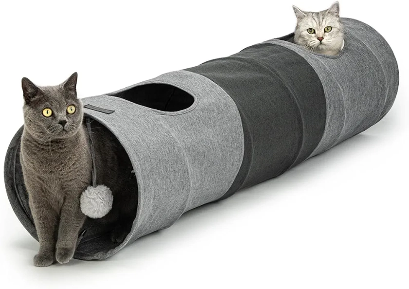 lionto Tunnel pour Chat Jeu pour Chat Tunnel pour Animaux de Compagnie Tunnel de Jeu avec Balle pour Chats, 30x130 cm