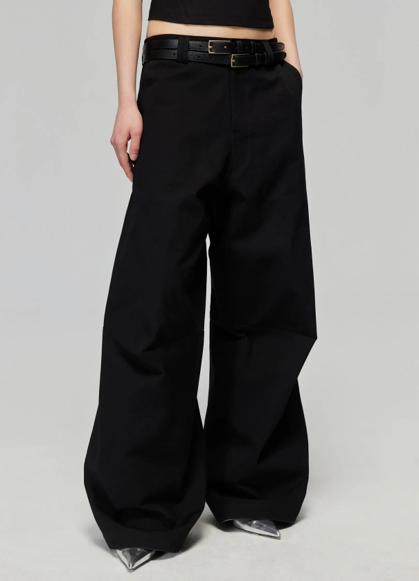 Darted Wide Cotton Trousers