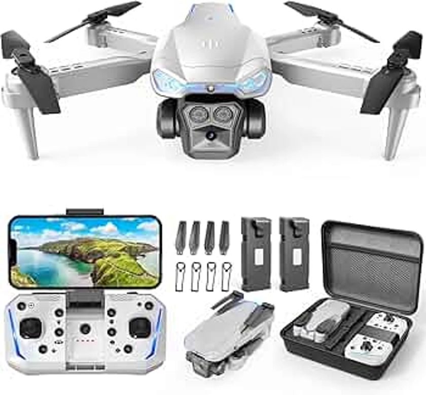 Drone with Camera 1080P HD, FPV Foldable Drone for Adults Kids, One-Key Take Off/ Landing, 3D Flips, Altitude Hold, Speed Adjustment, Headless Mode, 2 Batteries, Toys Gifts for Boys Girls, Beginner