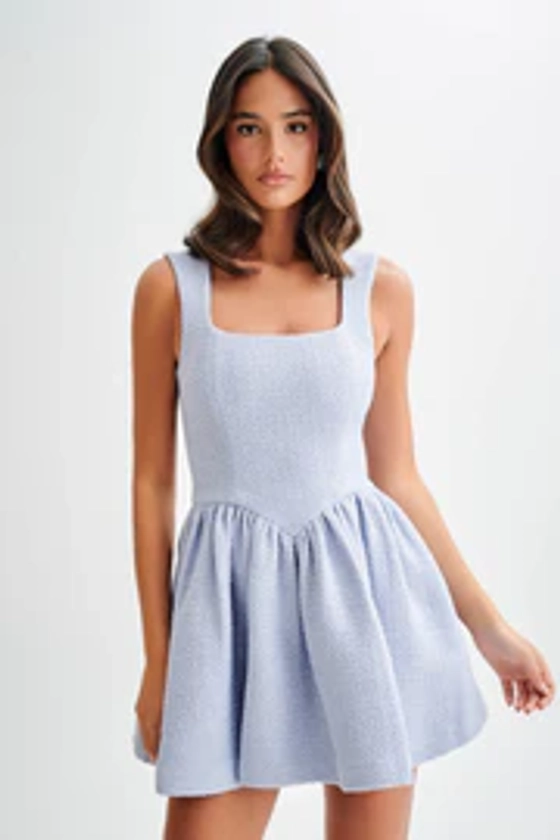 Jennifer Boucle Mini Dress - Sky Blue