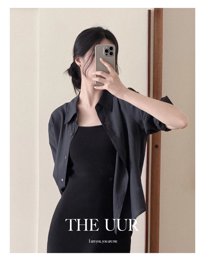 [ss ver.] uur sheer moved all shirts-blouse [charcoal-black] - 유유알