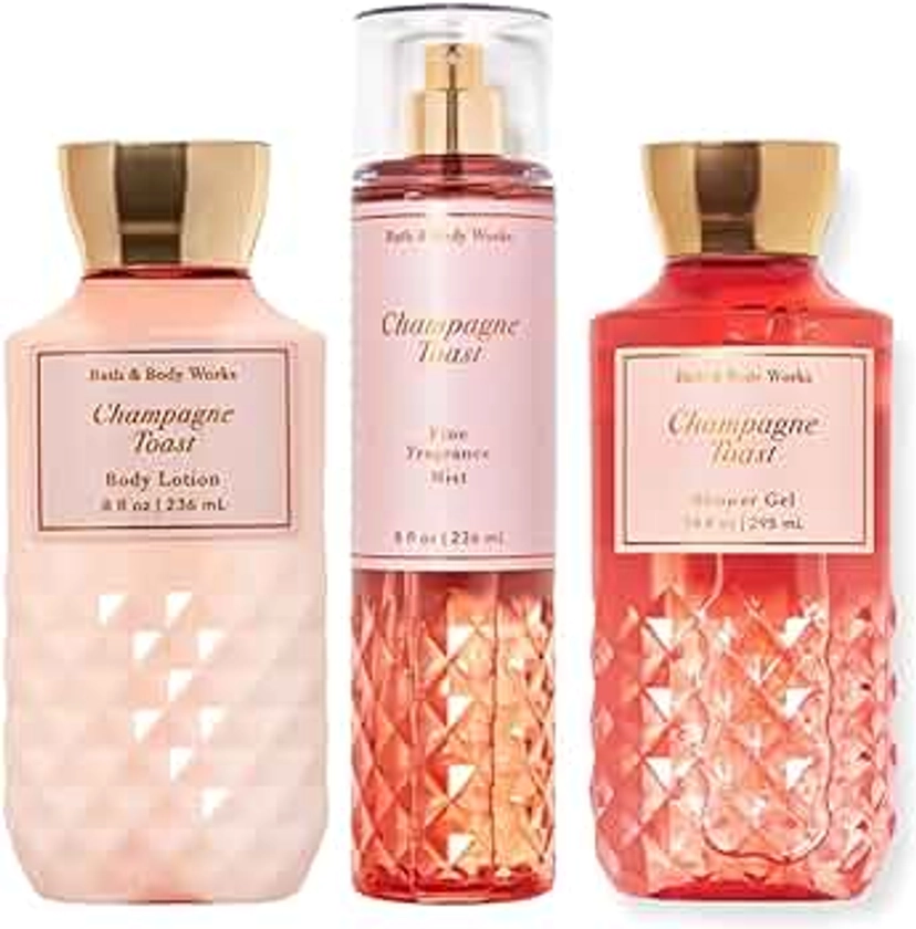 Bath & Body Works - Champagne Toast - Daily Trio - Shower Gel, Fine Fragrance Mist & Super Smooth Body Lotion (Packaging Varies)