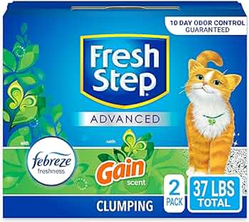 Fresh Step Clumping Cat Litter, With Gain, Advanced, Extra Large, 37 Pounds total (2 Pack of 18.5lb Boxes)