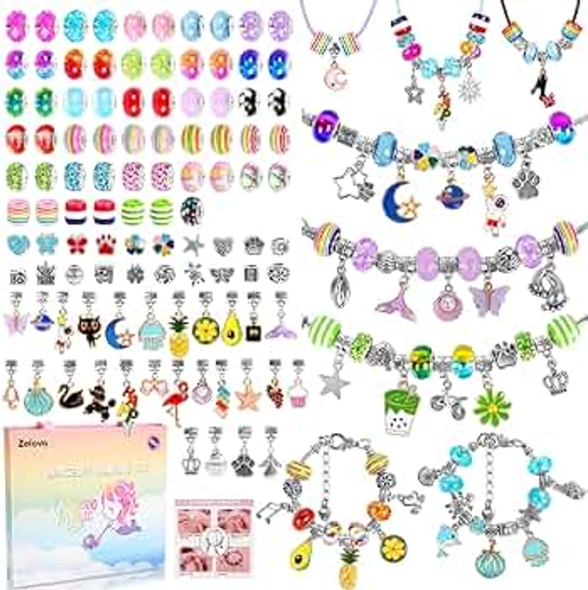 Zelova Bracelet Making Kit for Girls Gifts 6 Years Old, 150 Pieces Kid Jewelry Making Kits Ages 6-8, Birthday Gift Ideal Crafts for Girls Ages 8-12