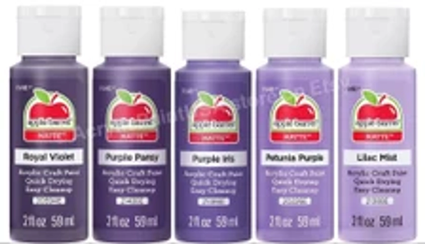 Apple Barrel Essential Purples; 5 Pack Matte Finish Multi Color Acrylic Paint SET