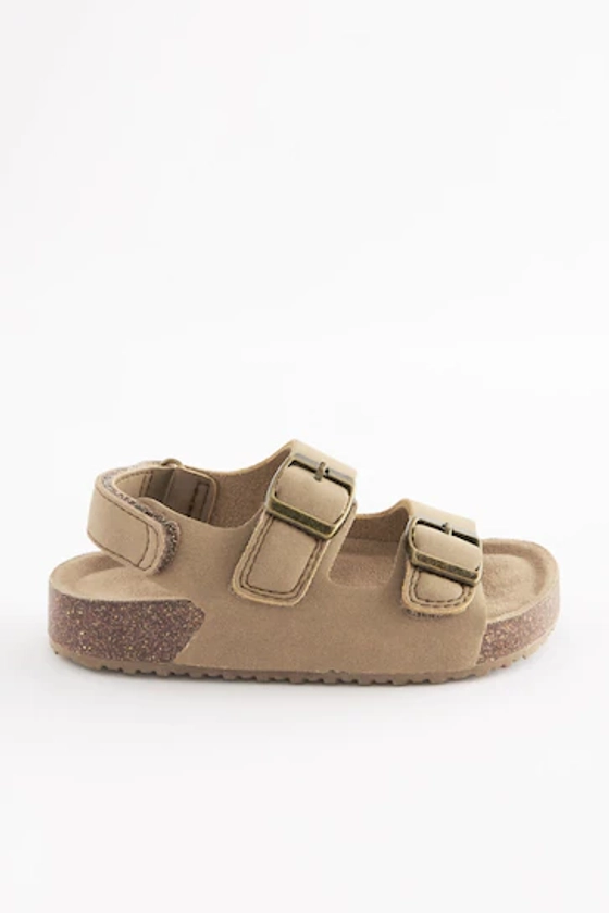 Buy Stone Cream Standard Fit (F) Double Buckle Cushioned Footbed Sandals from the Next UK online shop