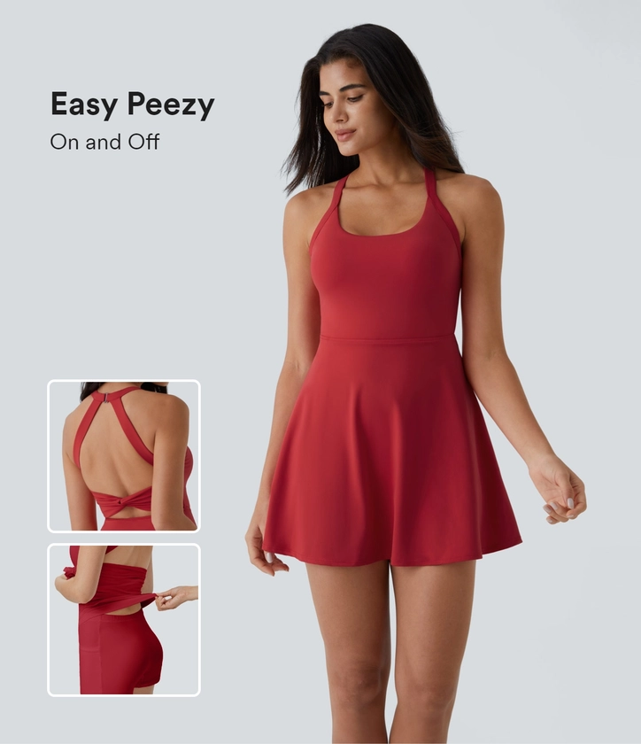Women’s Backless Twisted Active Dress-Easy Peezy Edition - Halara 