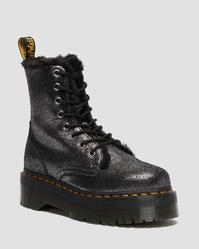 DR MARTENS Jadon Faux Fur-Lined Metallic Leather Platform Boots