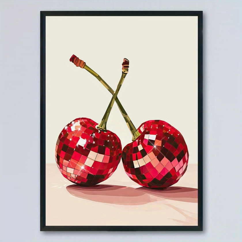 Disco Ball Cherries Art Print Poster Musical Themed Canvas - Temu