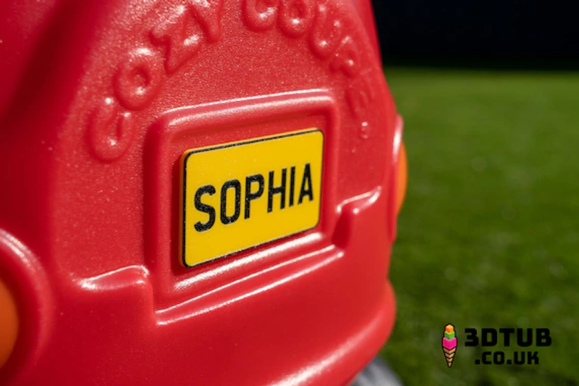 Little Tikes REAR Numberplate - 3D Printed Fully Personalised, choose any name and colour!