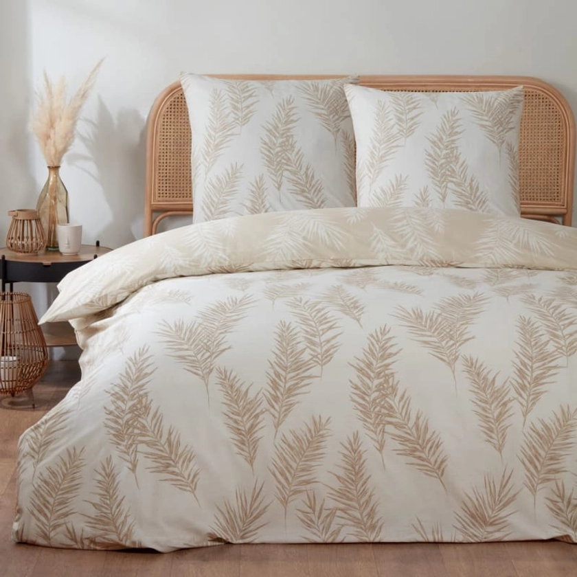 Home Collection Natural Fern Leaves Print Duvet Set - Double