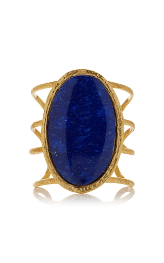 Sterling Silver Gold Plated 18k Vermeil One-of-a-Kind Lapis Cuff Bracelet