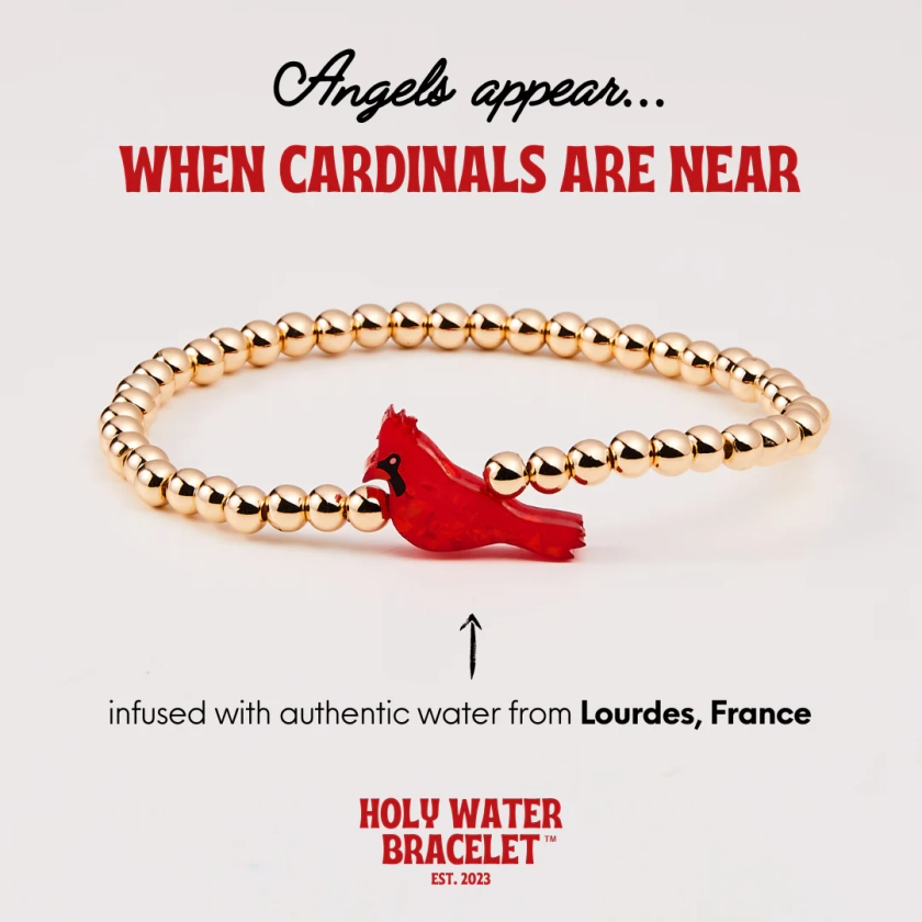 HOLY WATER RED CARDINAL BRACELET IN GOLD