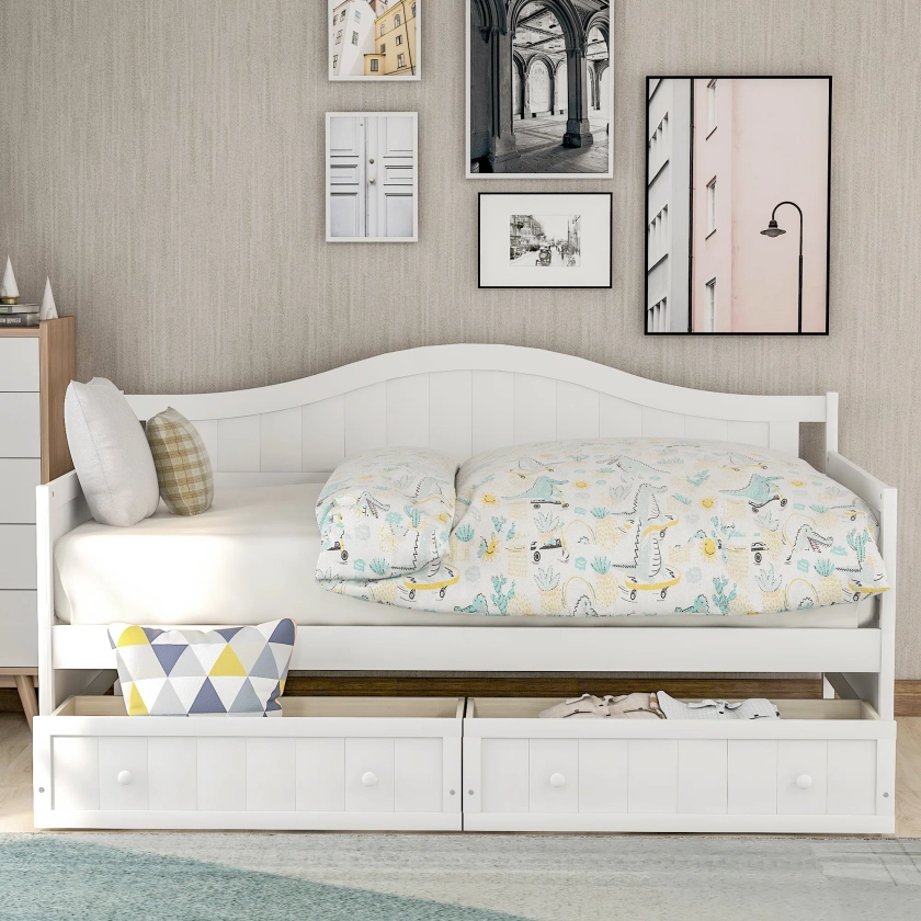 Red Barrel Studio Aprilia Twin Daybed with Two Drawers & Reviews | Wayfair