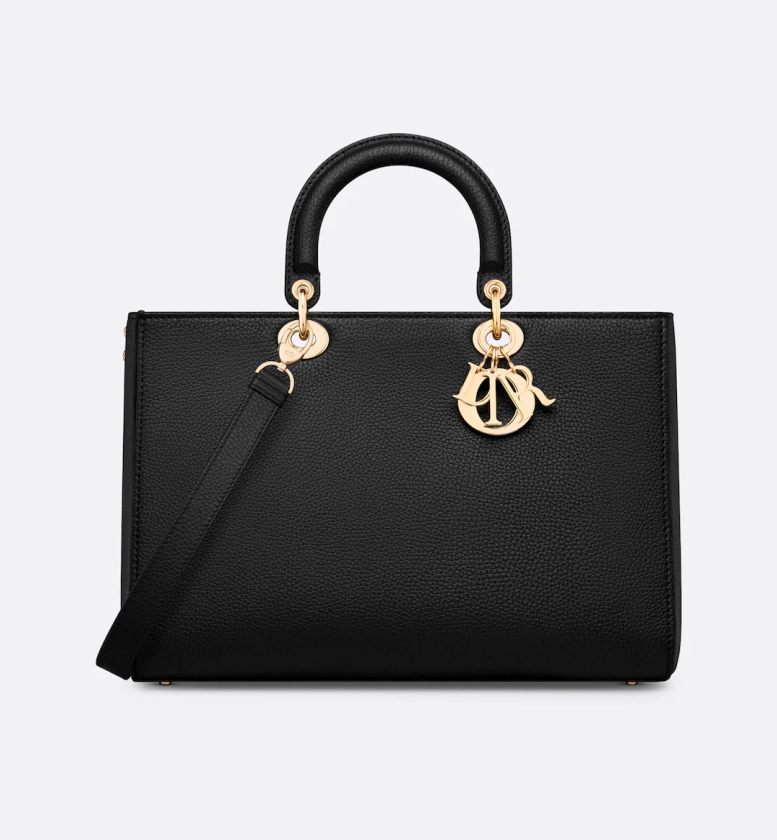 Sac Lady D-Sire Large Cuir de taurillon noir | DIOR