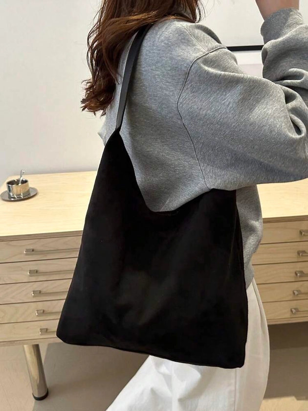 Sac à bandoulière rétro grande capacité pour femmes, sac à main croisé sous le bras de couleur unie de texture douce | Mode en ligne | SHEIN FRANCE