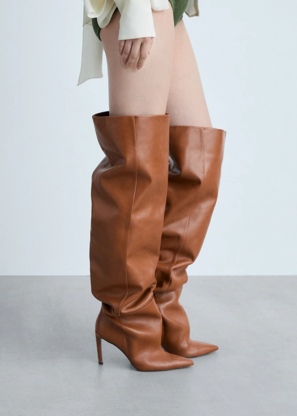 Leather high-leg boots