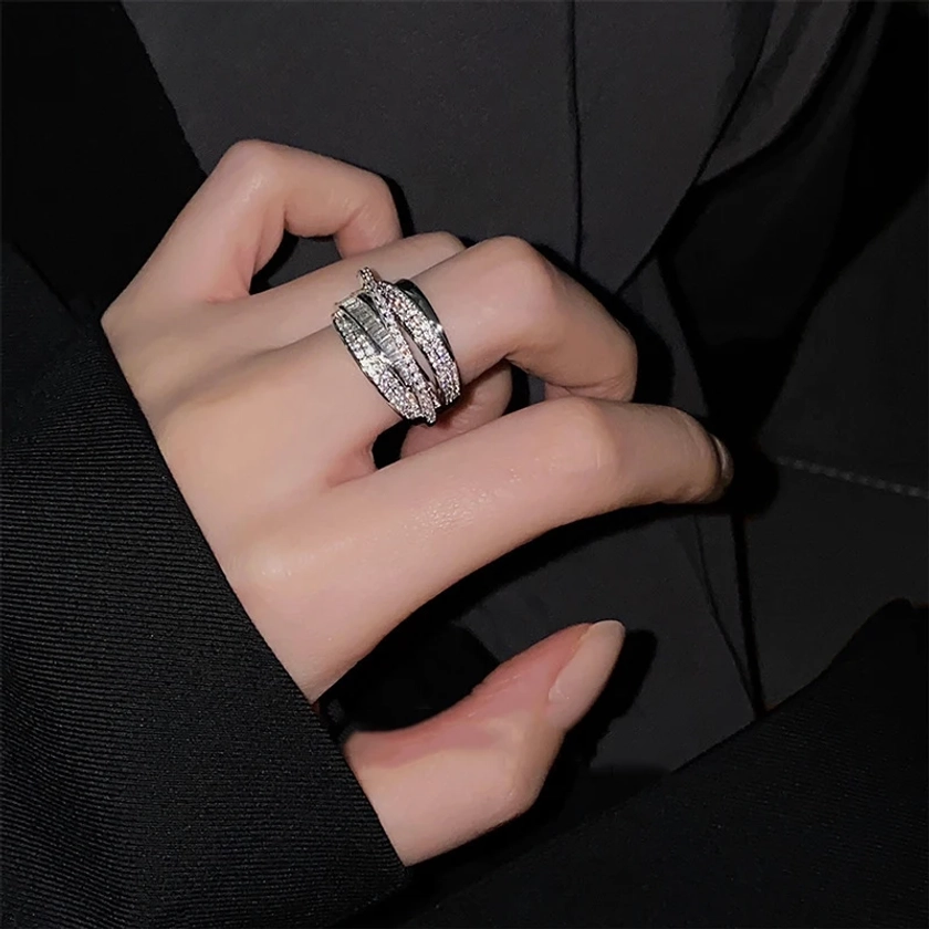 Женское кольцо с цирконом на AliExpress
