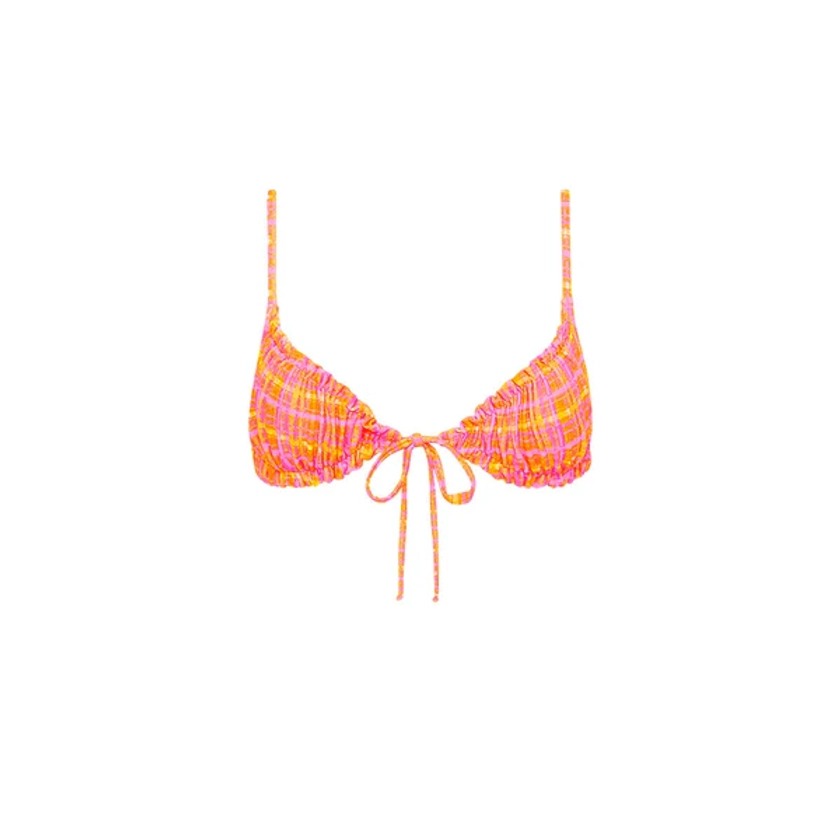 Ruched Bralette Bikini Top - Peaches