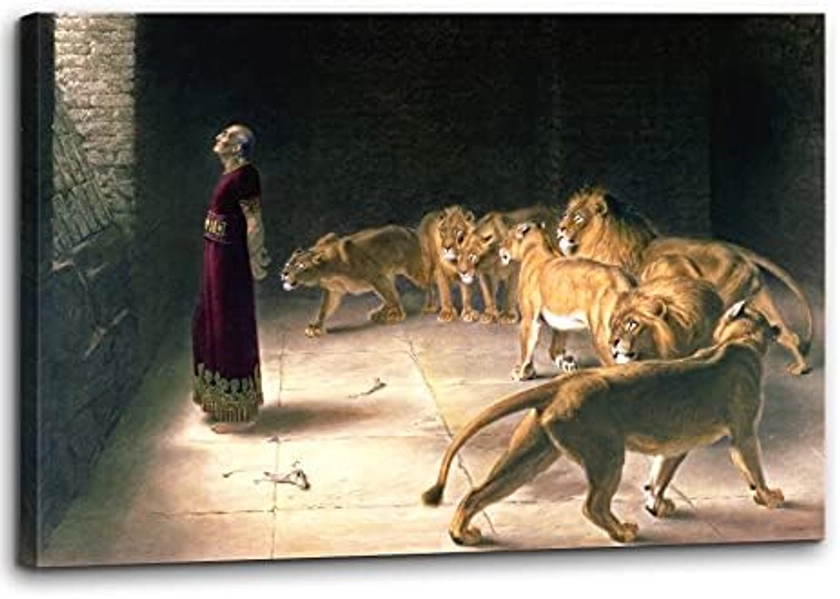 Canvas Print Wall Art - Daniel in The Lions Den (Daniel's Answer to The King) - 36x24 inches