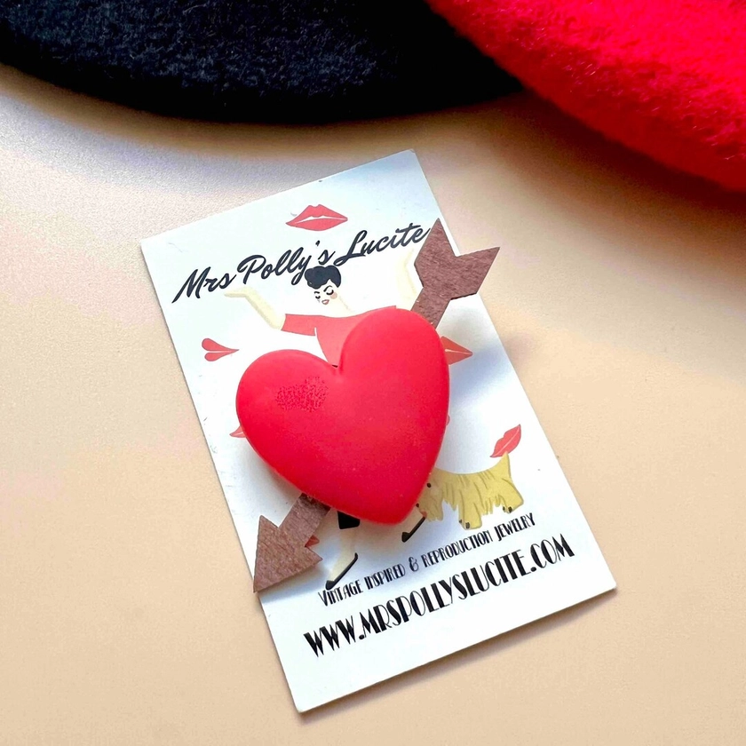 Pierced Love Brooch, Bakelite Jewelry Inspired, Vintage Reproduction, FAKELITE Valentines 1940's Heart and Arrow Wwii by Mrs Polly's Lucite - Etsy