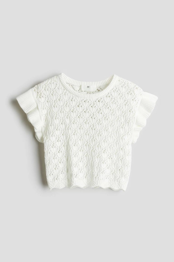 Top façon crochet - Encolure ronde - Sans manches - Blanc - ENFANT | H&M FR