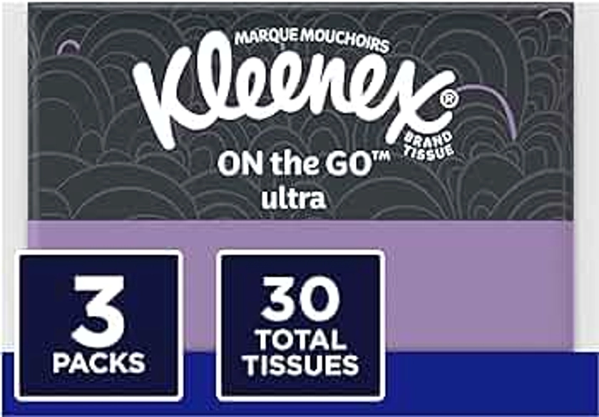 Kleenex Pañuelos faciales, paquete delgado para llevar, tamaño de viaje, 10 unidades (paquete de 3)