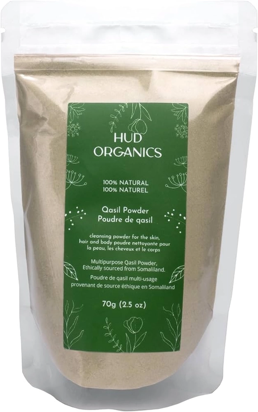Hud Organics Qasil Powder - Natural ingredient Multi use, facial cleanser, Face Mask, Body scrub, The secret Somali beauty (70g).