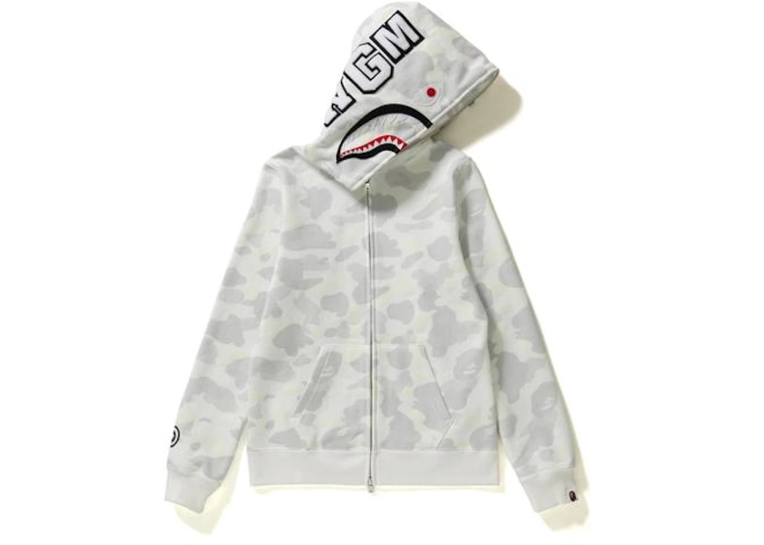 BAPE City Camo Shark Full Zip Hoodie White