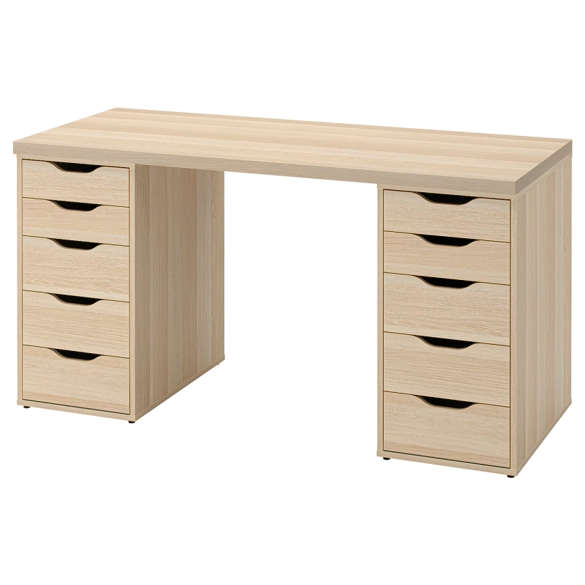 LAGKAPTEN / ALEX Desk - white stained oak effect - IKEA