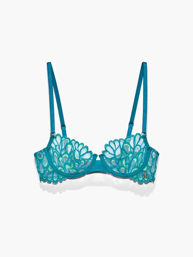 Savage Not Sorry Unlined Lace Balconette Bra in Blue & Green & Multi | SAVAGE X FENTY France