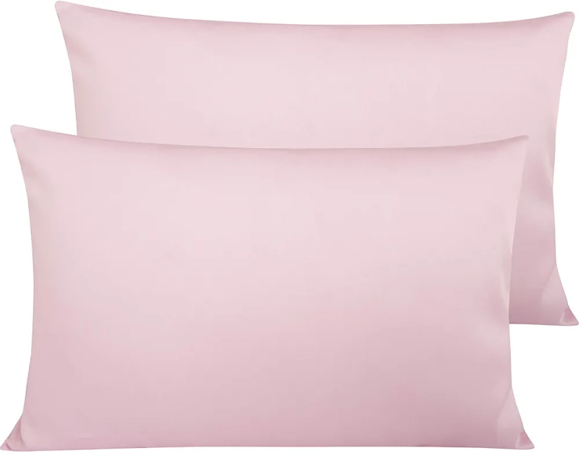 NTBAY 2 Pack 500 Thread Count 100% Egyptian Cotton Pillow Cases, Super Soft Cozy and Breathable Envelope Closure Standard Pillowcases, 50x75 cm, Pink