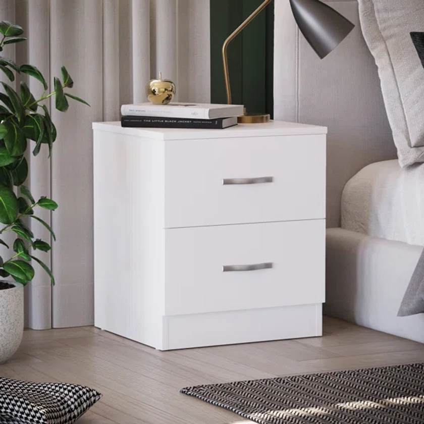 Maybery 2 Drawer Bedside Table, Bedroom Storage Cabinet