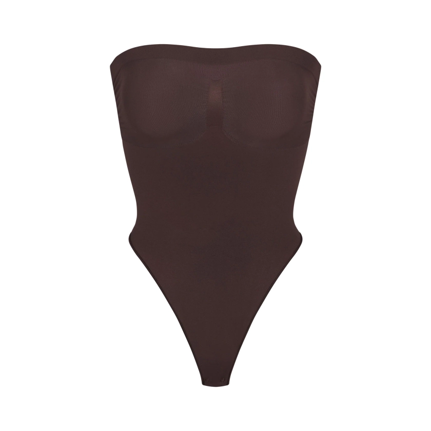 SEAMLESS SCULPT STRAPLESS THONG BODYSUIT | ESPRESSO