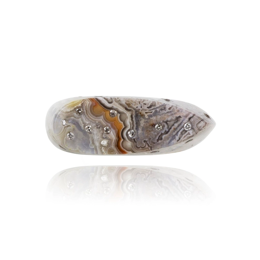 Celestial Crazy Lace Agate Signet Ring (Narrow) — Jacqueline Cullen