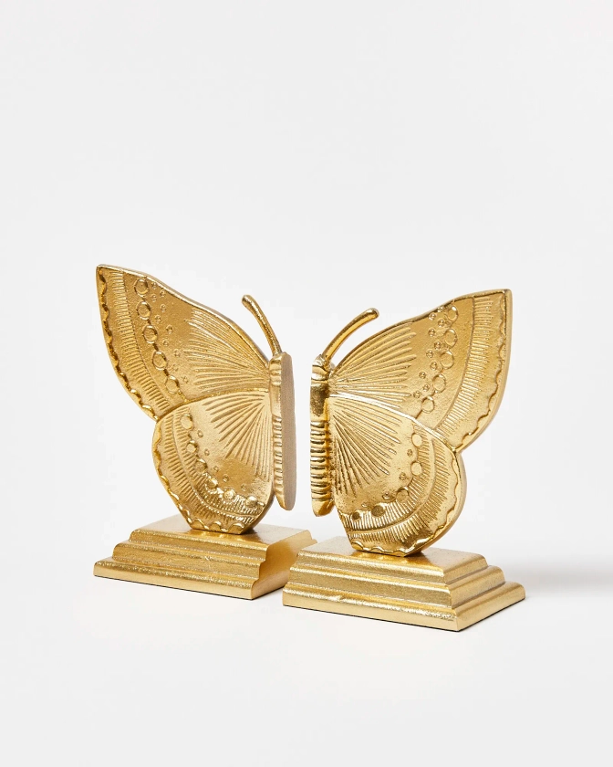 Butterfly Gold Metal Book Ends | Oliver Bonas