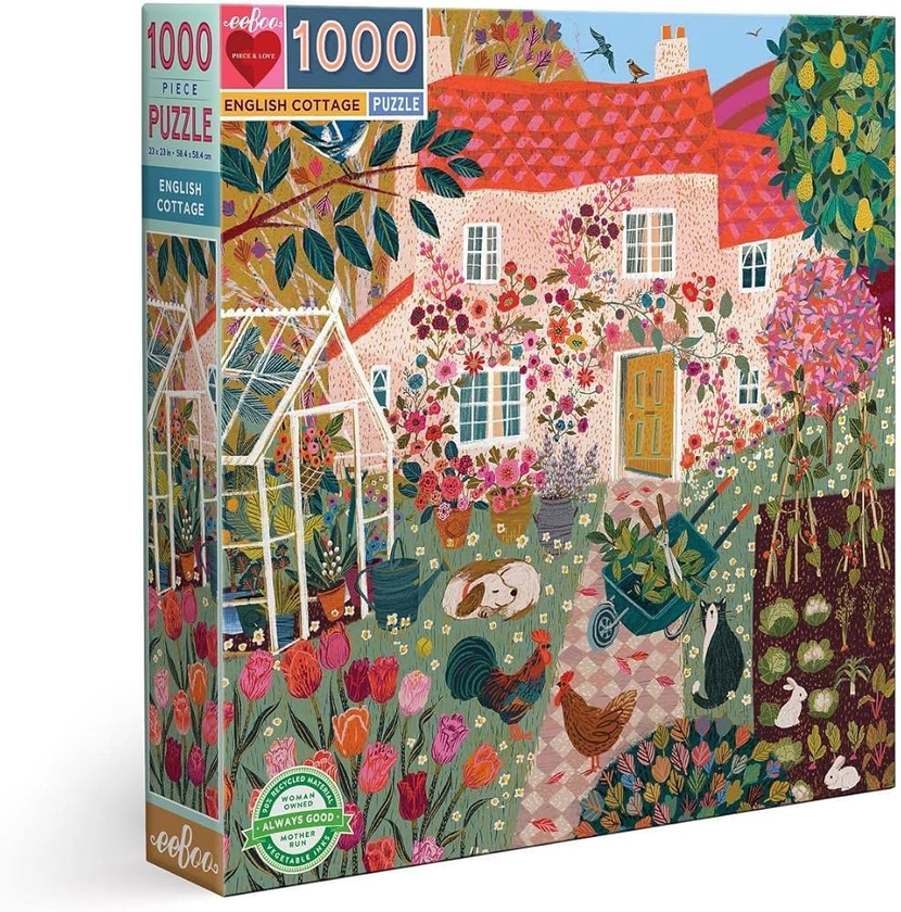 eeBoo- English Cottage-Puzzle 1000 pièces pour Adulte Carton recyclé, PZTCGE